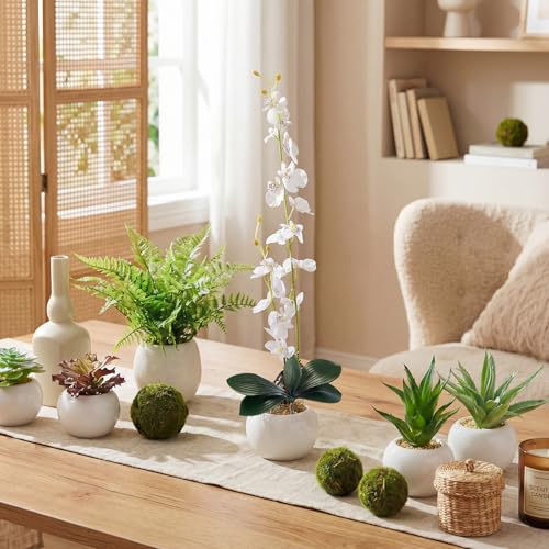 Chuangdi 6 Pcs 8 Inch Faux Orchid Leaves Artificial Orchids Leaves Phalaenopsis Stems Leaf Green Leaf Plants Green Faux Stem Latex Cymbidium Stems for Flowers Arrangements Pot Decoration - size: 8 Inch