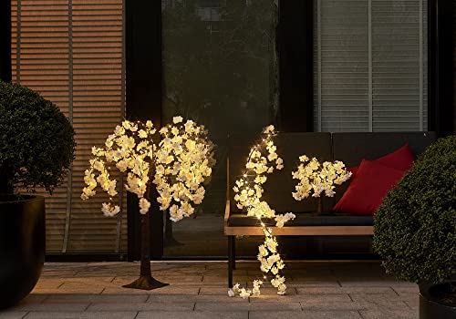 LITBLOOM White Cherry Blossom Tree with Lights 4FT 180 Fairy Lights, Faux Lighted Tree for Indoor Outdoor Home, Wedding, Party Spring Decoration - style: 4FT White Cherry