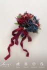 Ling's moment Burgundy Artificial Wedding Flower Bouquets for Bridesmaids Navy Blue Floral Bouquet Bridesmaids Bouquets with Ribbon Ceremony Anniversary,7-inch Diameter - color: Blu-navy Blue & Burgundy Red