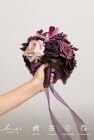 Ling's moment Plum & Purple Artificial Wedding Flower Bouquets for Bridesmaids Floral Bouquet Bridesmaid Bouquets with Ribbon Ceremony Anniversary,7-inch Diameter - color: Deep Plum
