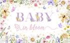 MEHOFOND Wildflower Baby in Bloom Backdrop for Girl Wildflower Baby in Bloom Decorations Banner Watercolor Golden Dots Butterfly Spring Floral Baby Shower Party Supplies Photography Background 7x5ft - size: 7x5ft
