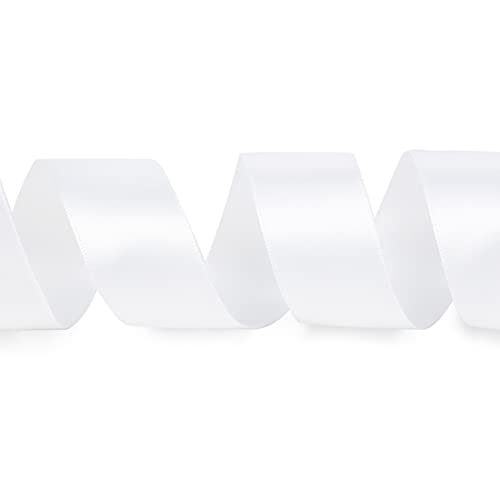 Ribbli Double Faced White Satin Ribbon,1” x Continuous 25 Yards,Use for Bows Bouquet,Gift Wrapping,Floral Arrangement - color: White, size: 1 inch