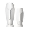 Howard Elliott Collection Matte White Abstract Faces Ceramic Floor Vase Set, 2 Piece (Tall and Small), Decoration for Home, Office, Living Room, Hallway, Entryway or Any Room, Ideal Gift for Wedding