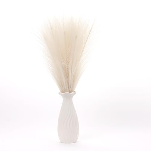 Faux Pampas Grass Decor ， 21.7 Inch Artificial Pampas Grass Beige Reed Grass, Vase Filler for Home Decor, Room, Bathroom, Wedding, Table Centerpiece - 20PCS - color: Beige