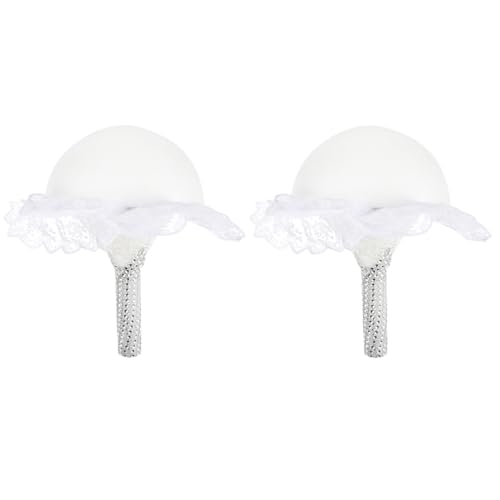 NUOBESTY Bridal Bouquet Holders 2-Pack 9.05X9.05X8.26 Inch Floral Foam Handles for Wedding DIY Artificial Flower Arrangements with Lace Design