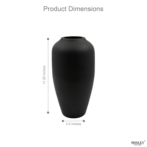 Hosley Black Traditional Metal Vase 11" High Black Vase Floor Tall vase Ideal for Home Decor Weddings, Party, Home Office - color: Black