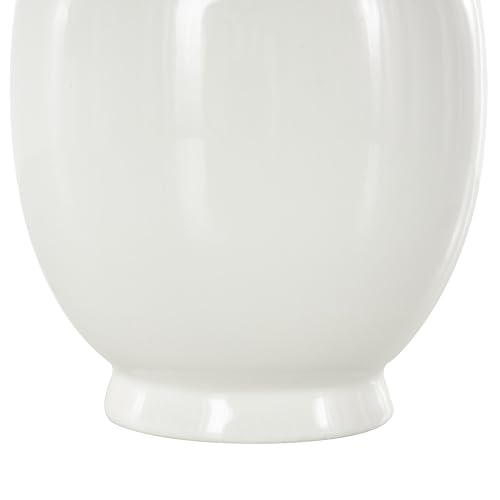 Deco 79 Fabric Artificial Flower with Green Leaves and Round Ceramic Vase, 10" x 10" x 18", White - color: White, size: 10" x 10" x 18"