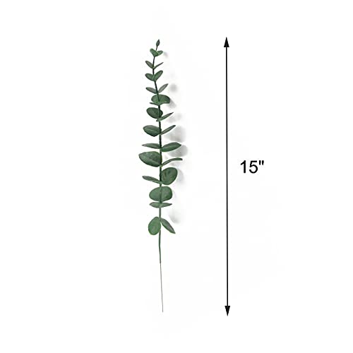 Tinsow 5 Pcs Real Touch Leaf Artificial Eucalyptus Stem Faux Eucalyptuses Wedding Bouquet Centerpiece Home Decor (Green) - color: Green