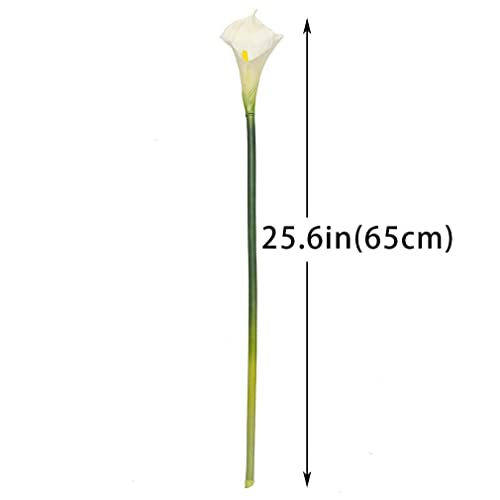 DUYONE Artificial Flowers Calla Lilly 25.6'' Large Fake Bouquet Long Stem Plants 5 Pcs for Home,Living Room,Bedroom,Dining Table,Office,Weddings Party Garden Décor(Creamy White) - color: (No Vase)5pcs Creamy White