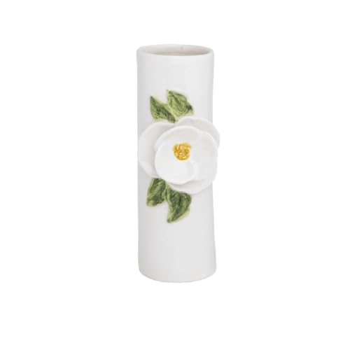 Mud Pie Stoneware Single Leaves Flower Stem Vase - color: White Single Leaves