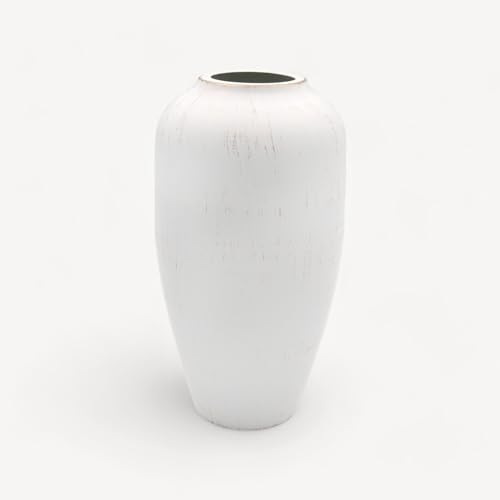 Hosley White Wash - Elegant Kitchen Decor Vases-11Inch High for Home Decor, Vintage Style Vase for Living Room, Dining Room, or Office Display - color: White Wash