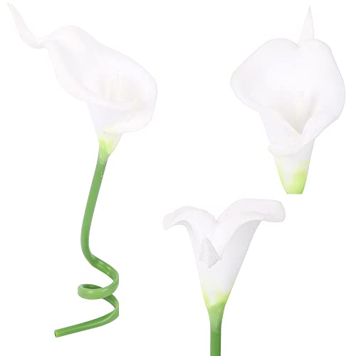 IPOPU 24PCS Artificial Flowers Fake Calla Lily Flowers Real Touch Calla Lily Faux Flowers Arrangement Bouquet for Home Garden Office Party Wedding Bouquet Centerpieces Flower Home Decoration (White) - color: 24pcs-white