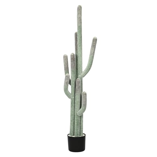 Artificial Cactus 51 Inch Tall Faux Cactus Plant with Black Planter Faux Plants 4.3Ft Cactus Plant Indoor Outdoor Fake Cactus Tree for Home Office