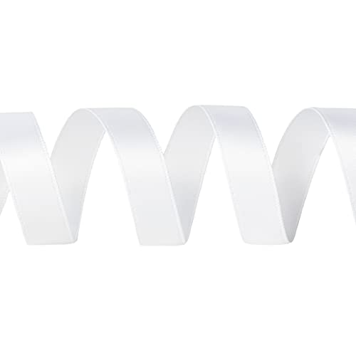 Ribbli Double Faced White Satin Ribbon,1/2” x Continuous 25 Yards,Use for Bows Bouquet,Gift Wrapping,Floral Arrangement - color: White, size: 1/2 inch