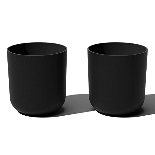 Veradek Round Black Plastic Planter Pots for Indoor/Outdoor Garden Use, with Drainage Holes, Suitable for Small to Large Succulent Plants, Flowers, Modern Interior Plants - color: Black, size: 20 inches - 2 Pack