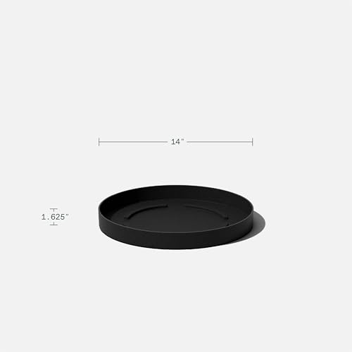 Veradek Mason Series Lima Planter - Round Planter for Indoor or Outdoor Porch/Garden | Made from Plastic-Stone Composite with Drainage Holes | Modern Décor for Succulents, Flowers, Small Plants - color: Black, size: 15 inches - 2 Pack with Saucers