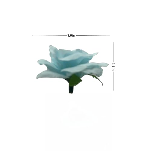 100 Pcs Mini Light Blue Roses Artificial Flowers Bulk, 1.9" Small Silk Fake Roses Flower Heads for Decoration, Wedding Centerpieces Bridal Shower Party Home Decor,DIY Crafts (Light Blue) - color: Light Blue