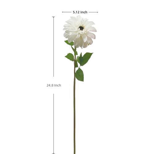 Artificial Chrysanthemums, Daisy Silk Flowers 6 Stems, Aster & Zinnia-Like Large Blooms in Gradient Colors, 24.8" Long Faux Marguerite for Indoor Outdoor Home Decor (White/Pink Trace) - color: White /Pink Trace