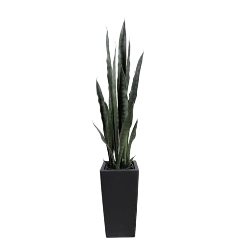 4FT- Artificial Snake Plant, 24 PVC Lifelike Leaves, 35in Faux Sansevieria for Indoor Home & Garden Decor, Tall Planter Potted Mother-in-Law's Tongue Plants, Green - color: Green Snake Plant With Tall Planter-1pc