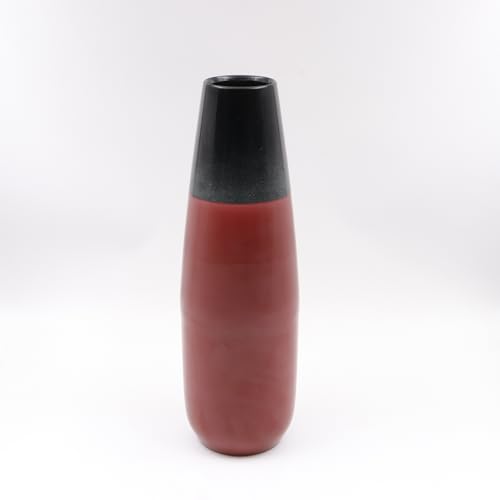 Hosley Metal Flower Vase 16 Inch High - Elegant Coffee Table Decor and Table Decor Accent for Side Tables and Dried Floral Arrangements Ideal for Gifts - color: Red & Black
