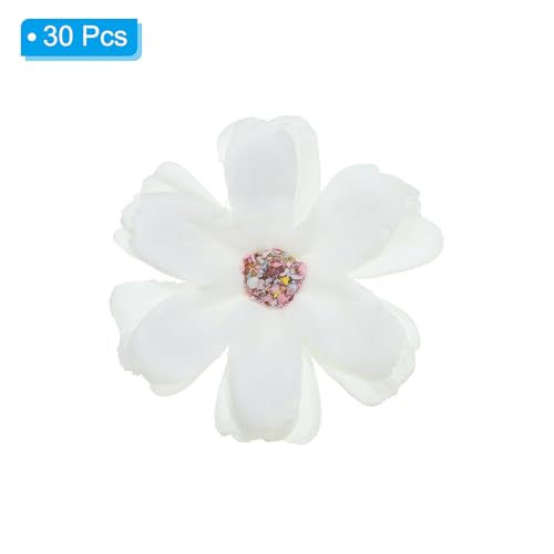 PATIKIL Fake Flower Heads for Crafts, 30 Pcs Faux Flower Bulk Mini Artificial Silk Flowers Embellishments Cherry Blossom for Wreath Wedding Party Decoration, Cream - color: Cream