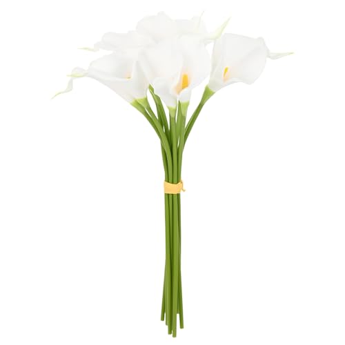 M METERXITY 10-Pack White Artificial Calla Lily Flowers,14 Inch Faux Calla Lily PU Bouquets Real Touch Faux Flowers for Home/Wedding/Christmas/Party - color: White
