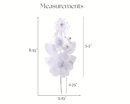 Set of 12 Artificial Silk Organza Craft Rose Flower, 12 Corsage Wristlet, 12 Pin Back DIY Boutonnieres for Wedding, Bridesmaids, Groomsmen, Quinceanera, Prom, Sweet 16 (White) - color: White