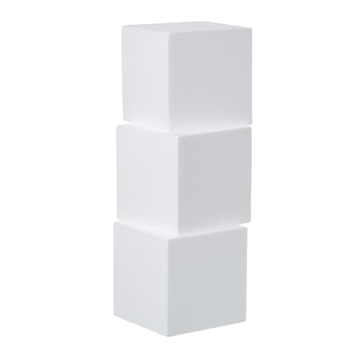 Crafare 3 Pack Craft Foam Blocks 5x5x5 Inch Polystyrene Square Foam Cubes for Arts School Projects Sculptures Floral Arrangements Modeling and Centerpieces - size: 5x5x5in 3pcs