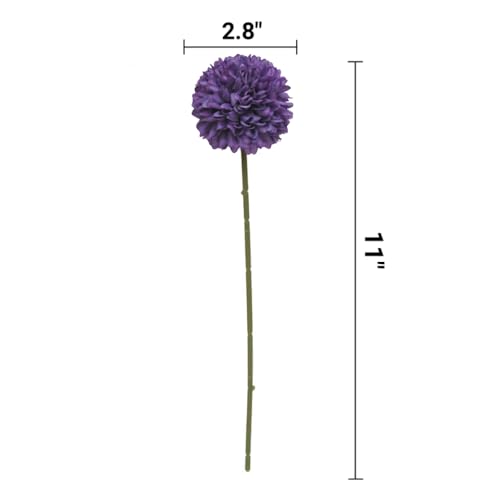 Artificial Chrysanthemum Ball Flowers Bouquet 10pcs Present for Important People Glorious Moral for Home Office Coffee House Parties and Wedding (Purple) - color: Purple