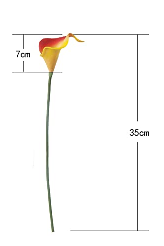 Letjolt Artificial Calla Lily Flowers 12Pcs Bouquet, Red Yellow | Wedding Bouquet, Home Decoration, Faux Flowers - color: Red-yellow