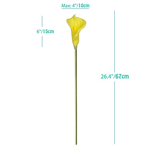 10pcs Calla Lilies Artificial Flower,26'' Long Stem Artificial Calla Lily Flowers,Realistic Arum Lilies for Wedding Bridal Bouquet Home Decor Centerpiece,Yellow - color: Yellow