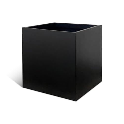 Galvanized Steel Black Planter Box Square 28 in Metal Large Planter Box Outdoor Indoor Huge Cube Heavy Duty Planter Modern Commercial Residential for Plants, Patio, Yard, Garden - color: Black, size: 28" L x 28" W x 28" H