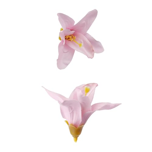 50 PCS Purple Artificial Flower Heads Lily Flowers Bulk Silk Flowers Fake Mini Lilies Flower Heads for Crafts Wedding Home Decoration