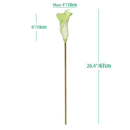 10pcs Realistic Green Calla Lily Artificial Flowers, 26'' Long Stem, Wedding & Party Decor - color: Green