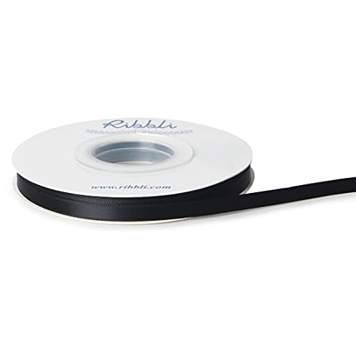 Ribbli Double Faced Black Satin Ribbon,1/4” x Continuous 25 Yards,Use for Bows Bouquet,Gift Wrapping,Floral Arrangement - color: Black, size: 1/4 inch
