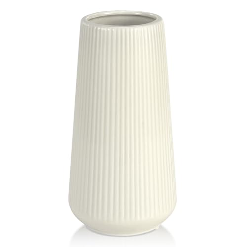 Beige Ceramic Vase, GUKJOB Cute Flower Vase for Pampas Grass, Home, Living Room, Dining Table, Farmhouse, Office Decor, Bedroom, Table, and Kitchen Shelf (XL Beige) - color: XL Beige