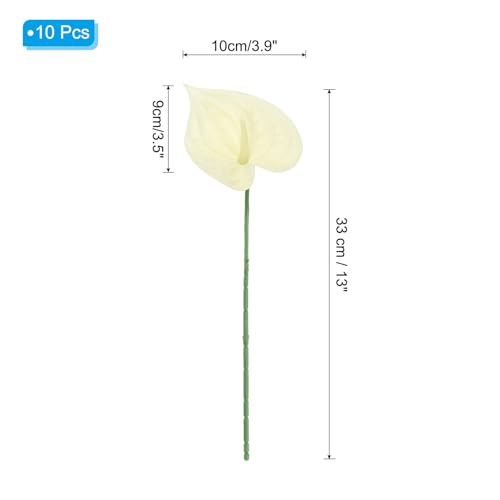 PATIKIL 13" Artificial Anthurium Lily Flowers, 10 Pack Permanent Flower Floral Arrangements Bouquet for Home Decor Bridal Wedding Festival Party, Beige - color: Beige