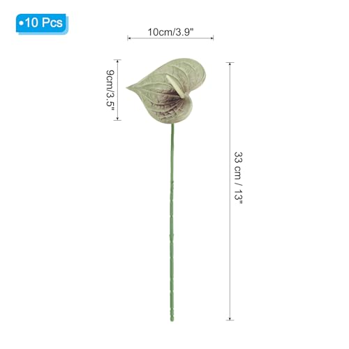 PATIKIL 13" Artificial Anthurium Lily Flowers, 10 Pack Permanent Flower Floral Arrangements Bouquet for Home Decor Bridal Wedding Festival Party, Grey Green - color: Grey Green