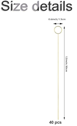 H&W 12''L Golden Ring Loop Round Shape Card Holders 40PCS Floral Picks Clips for Wedding & Flower Arrangements, DIY Craft Wire Clip Table Card Holders Note Photo Picture Memo Holder Cake Topper (Ring) - color: Ring