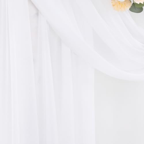 DeZerlor Wedding Arch Draping Fabric 29" x 20 FT Drapes for Backdrop Sheer Curtains for Romantic Bridal Baby Shower Decorations Ceremony Birthday Party Outdoor Events, White - color: White
