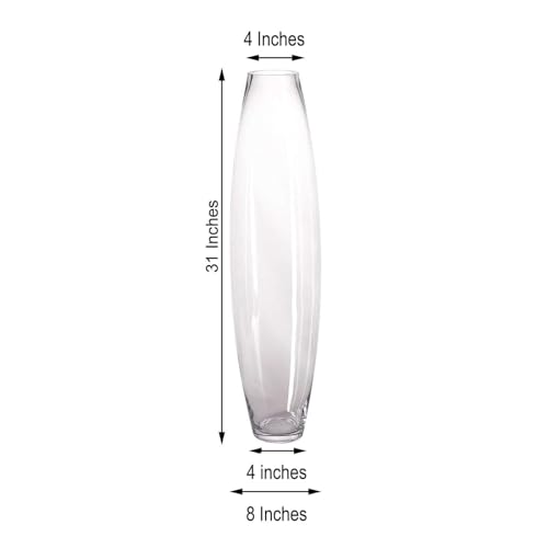 Efavormart 31" Tall Tapered Cylinder Glass Vase Clear Floor Vase Centerpiece for Table Décor - color: Clear, size: 32‘’