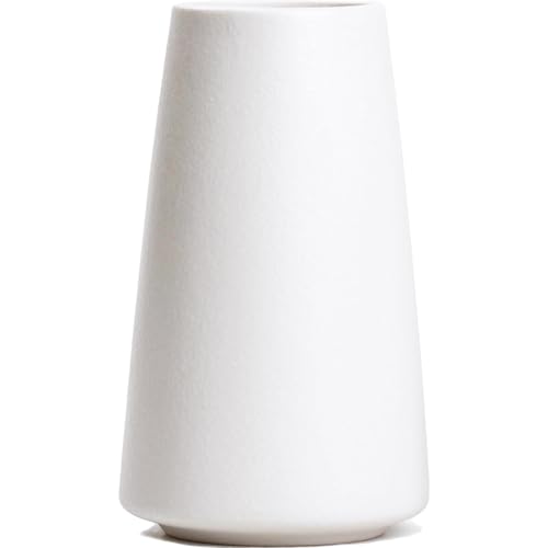 Bright White Vase - 8" Big White Ceramic vase for Flower, Boho Vases for Pampas Grass, Minimalist Modern vases for Home Decor, Table Shelf Living Room Farmhouse Decor - color: Solid White, size: Big