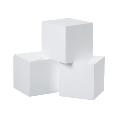 Crafare 3 Pack Craft Foam Blocks 5x5x5 Inch Polystyrene Square Foam Cubes for Arts School Projects Sculptures Floral Arrangements Modeling and Centerpieces - size: 5x5x5in 3pcs