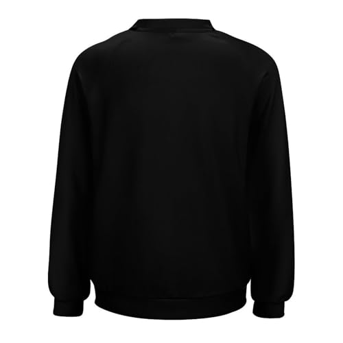 domirica Halloween Sweatshirts for Women Black Cat Print Pullover Crewneck Oversized 2024 Fall Fashion Casual Warm Shirt - color: Akuma, size: XX-Large