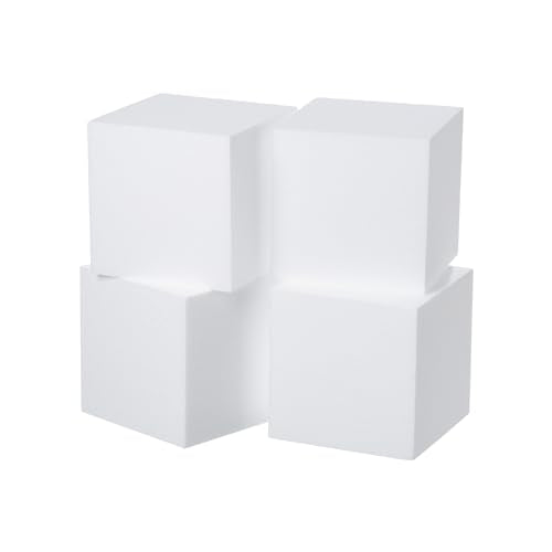 Crafare 4 Pack Craft Foam Blocks 6x6x6inch Polystyrene Brick Square for Arts School Projects Sculptures Floral Arrangements Modeling and Centerpieces - size: 6x6x6in 4pcs