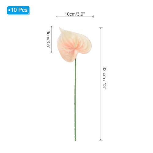 PATIKIL 13" Artificial Anthurium Lily Flowers, 10 Pack Permanent Flower Floral Arrangements Bouquet for Home Decor Bridal Wedding Festival Party, Light Orange - color: Light Orange