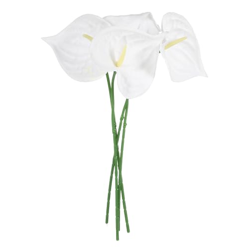 uxcell 4Pcs 11inch Artificial Anthurium Lily Flowers, Permanent Flower Bouquet for Home Arrangements Wedding Festival Decoration Crafts Store Decor Accessories, White - color: White