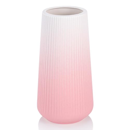 Gradient Pink Ceramic Vase, GUKJOB Small Cute Flower Vase for Pampas Grass, Home, Living Room, Dining Table, Farmhouse, Office Decor, Bedroom, Table, and Kitchen Shelf (Gradient Pink) - color: Small Gradient Pink