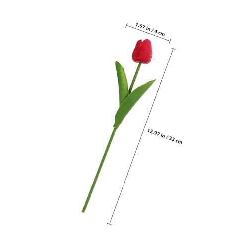 12pcs Real Touch Faux Tulips Bouquet, Mini Pu Silk Artificial Flowers Set with 6 Colors, Decorative Fake Tulip Stems for Home Décor, Photography Props, Wedding Party Arrangement