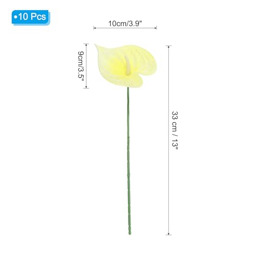 PATIKIL 13" Artificial Anthurium Lily Flowers, 10 Pack Permanent Flower Floral Arrangements Bouquet for Home Decor Bridal Wedding Festival Party, Light Yellow - color: Light Yellow